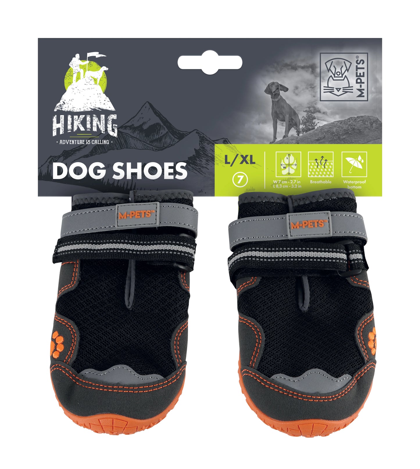 M-Pets Hiking Dog Shoes Black and Orange