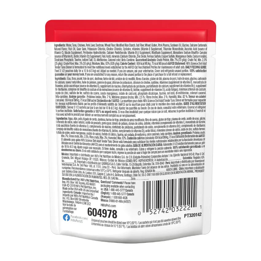 Alimento para Gato Science Diet Adulto Tender Tuna Pouch