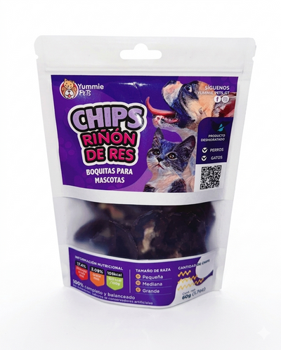 Treats para perro Yummie Pets deshidratado riñón de res 100 gr