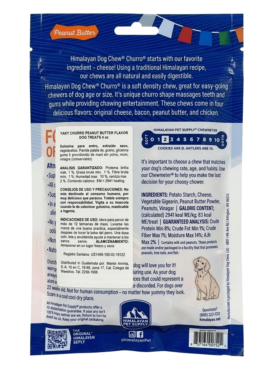 Treats para perro Himalayan Yaky Churro Mantequilla Maní 4 oz