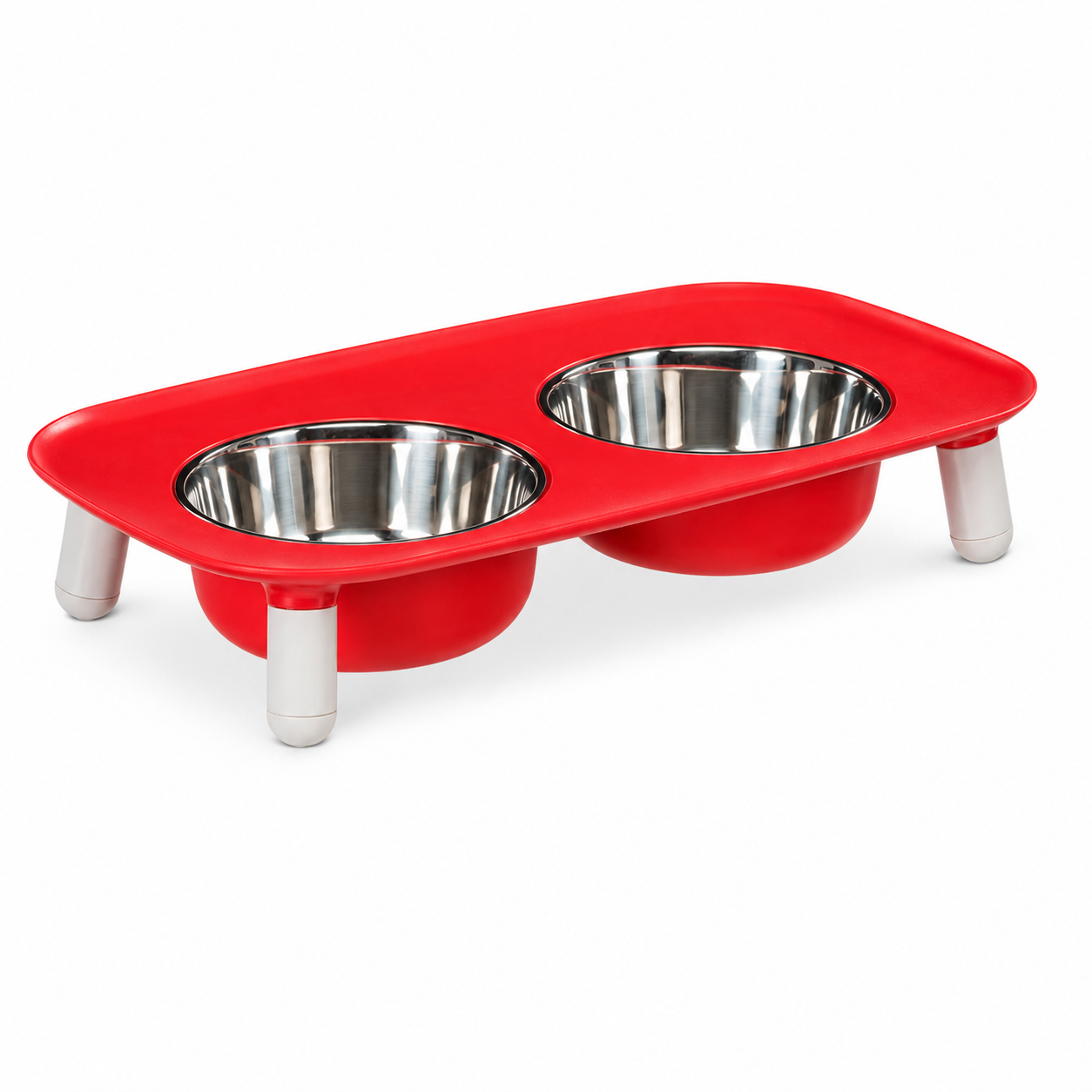 Plato para perro Messy Mutts Elevated Double Feeder with Stainless Bowls Adjustable Height