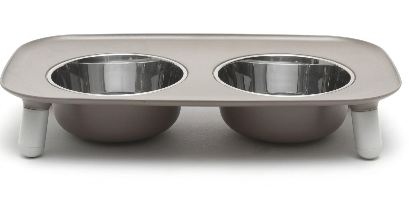 Platos para Perro Messy Mutts Elevated Double Feeder With Stainless Bowls Adjustable