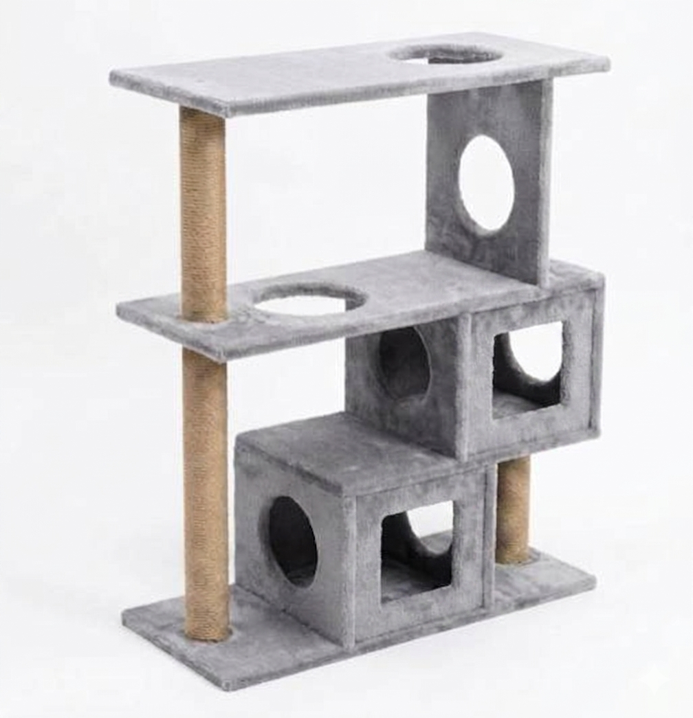 Torre para gatos, 3 niveles Daxilai WCT074 gris medium