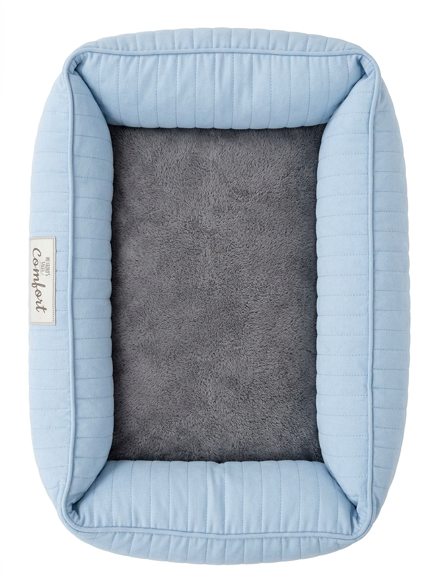 Cama para perro Happy Tails Comfort Cuddler celeste