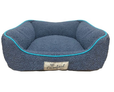 Cama para perro Happy Tails Comfort mini sofa azul con gris