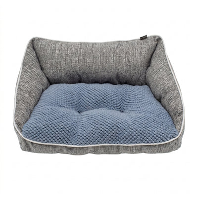 Cama para perro Happy Tails Comfort mini sofa azul con gris