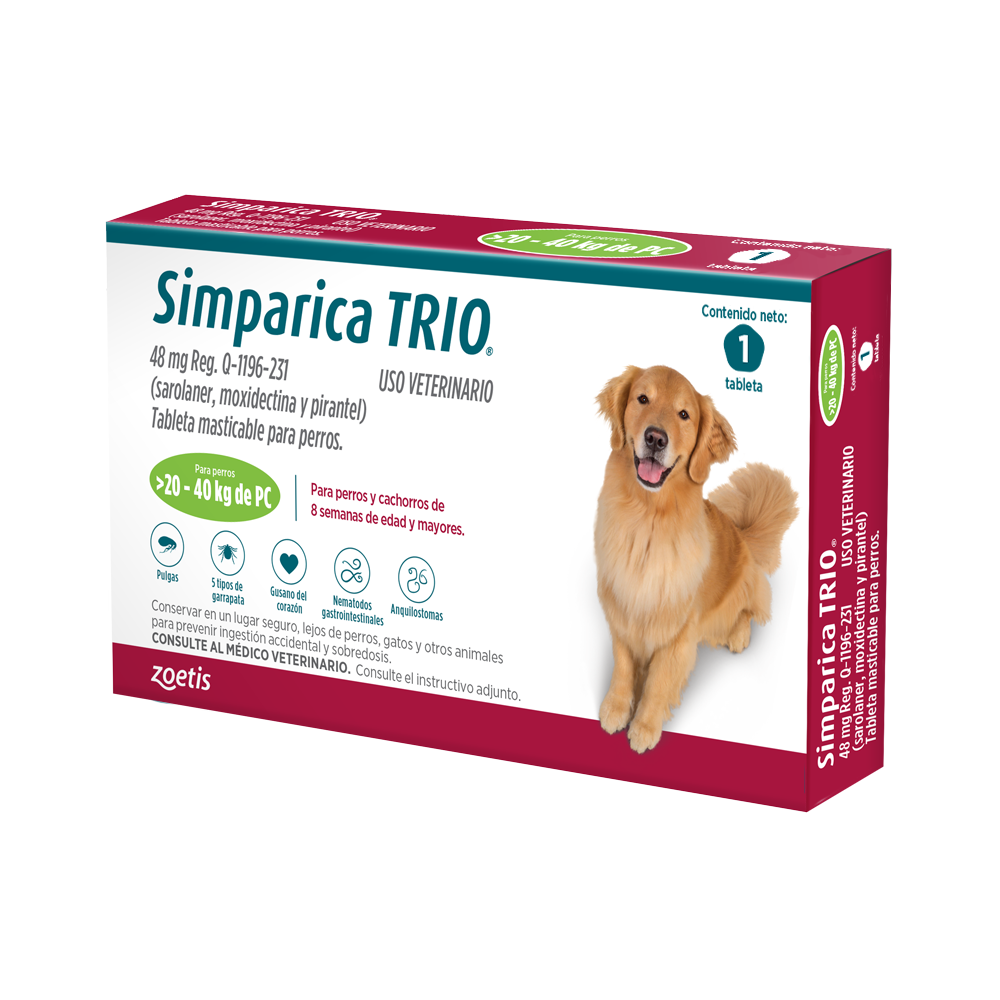 Tableta Masticable Antigulpas Simparica Trio