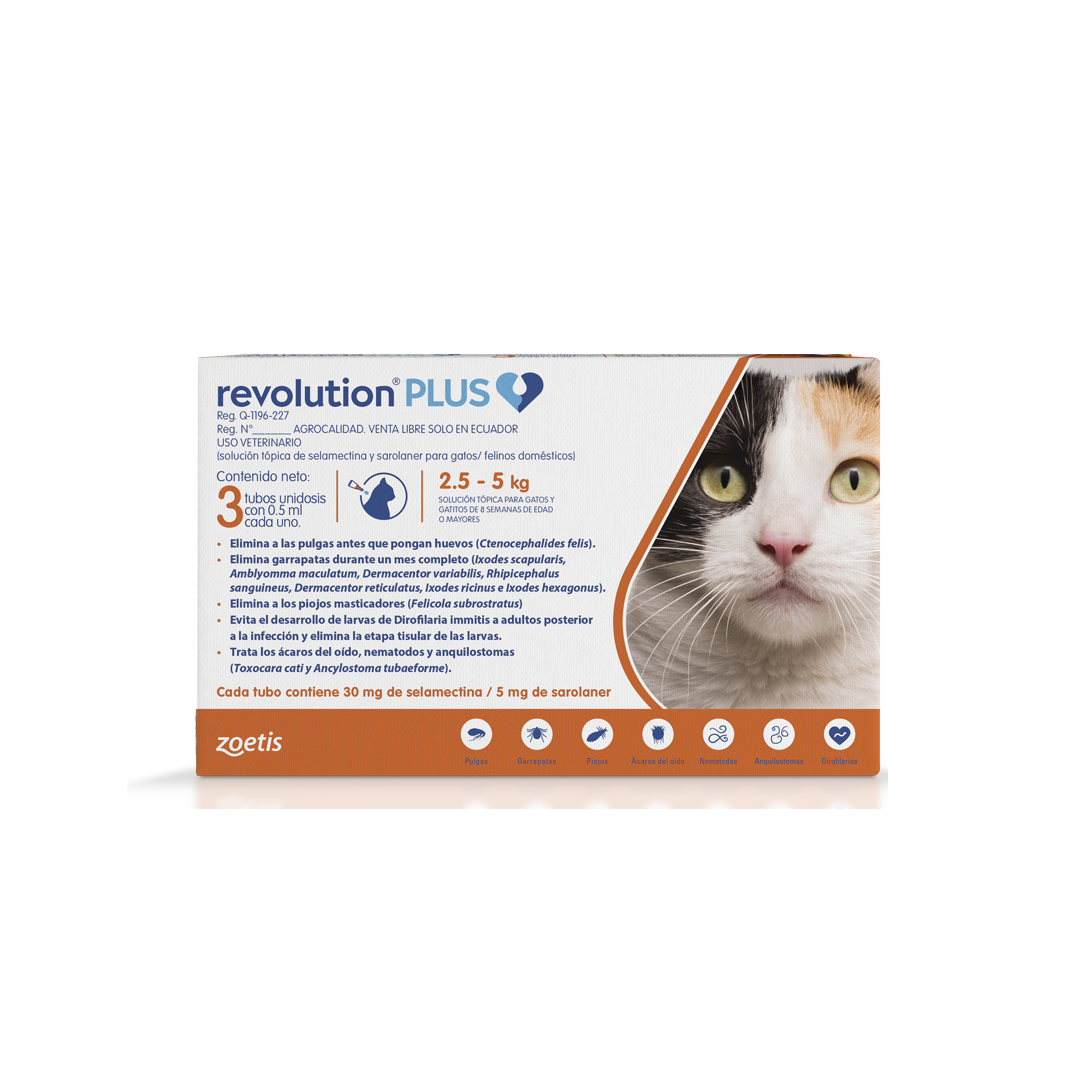 Pipeta para Gato Revolution Plus 5.5 Lbs. hasta 11 Lbs. - 3 Unidades
