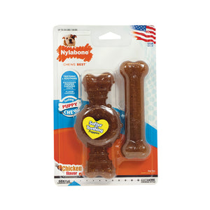 Juguete Nylabone Dura Chew Ring Bone + Puppy Chew Bone Wolf