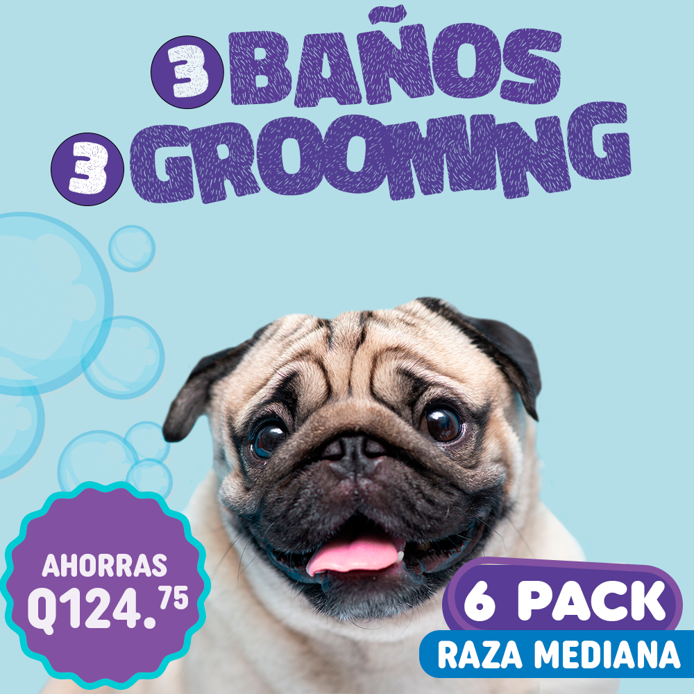 3 Baños 3 Grooming 6Pack Raza Mediana