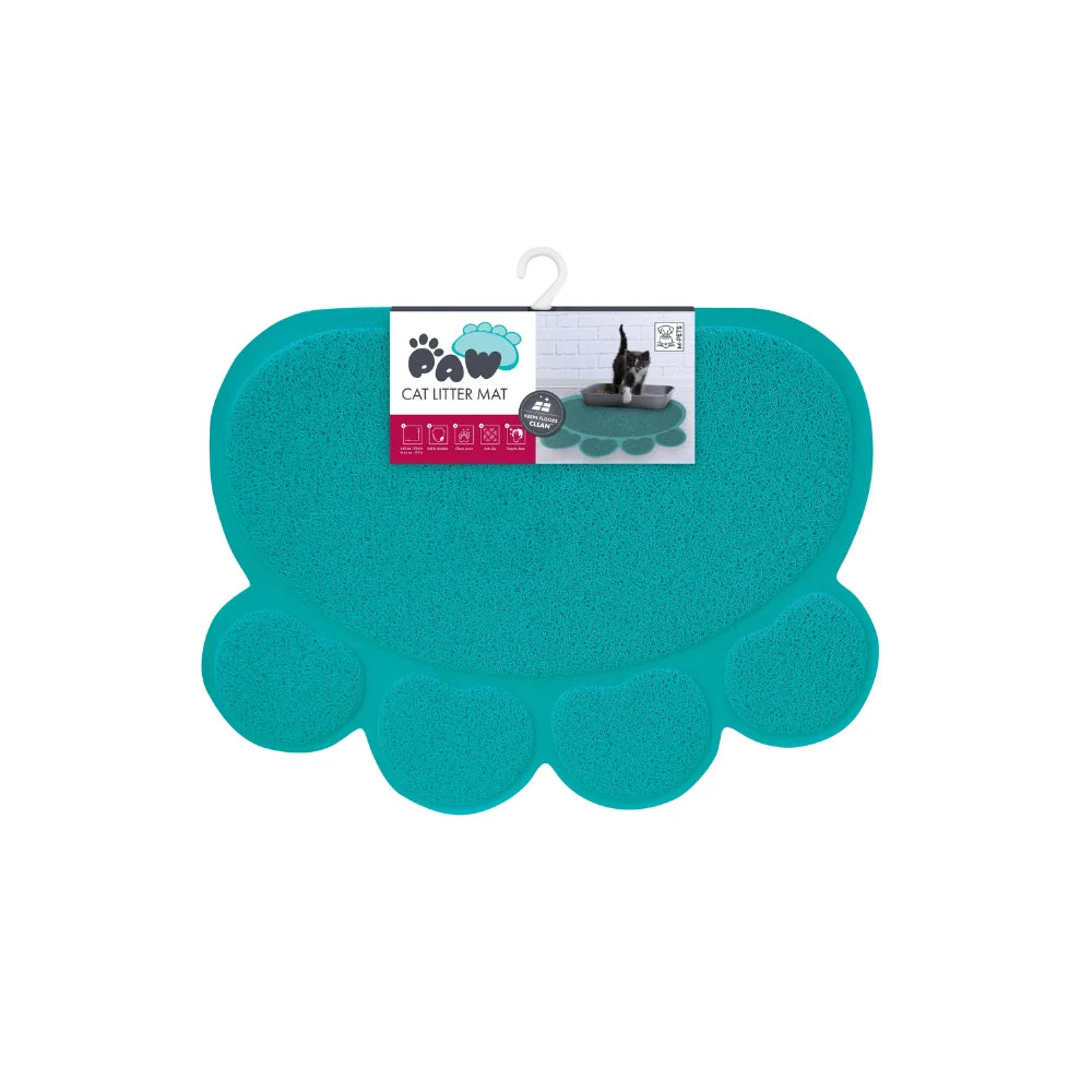 M-Pets Paw Cat Litter Mat - Blue