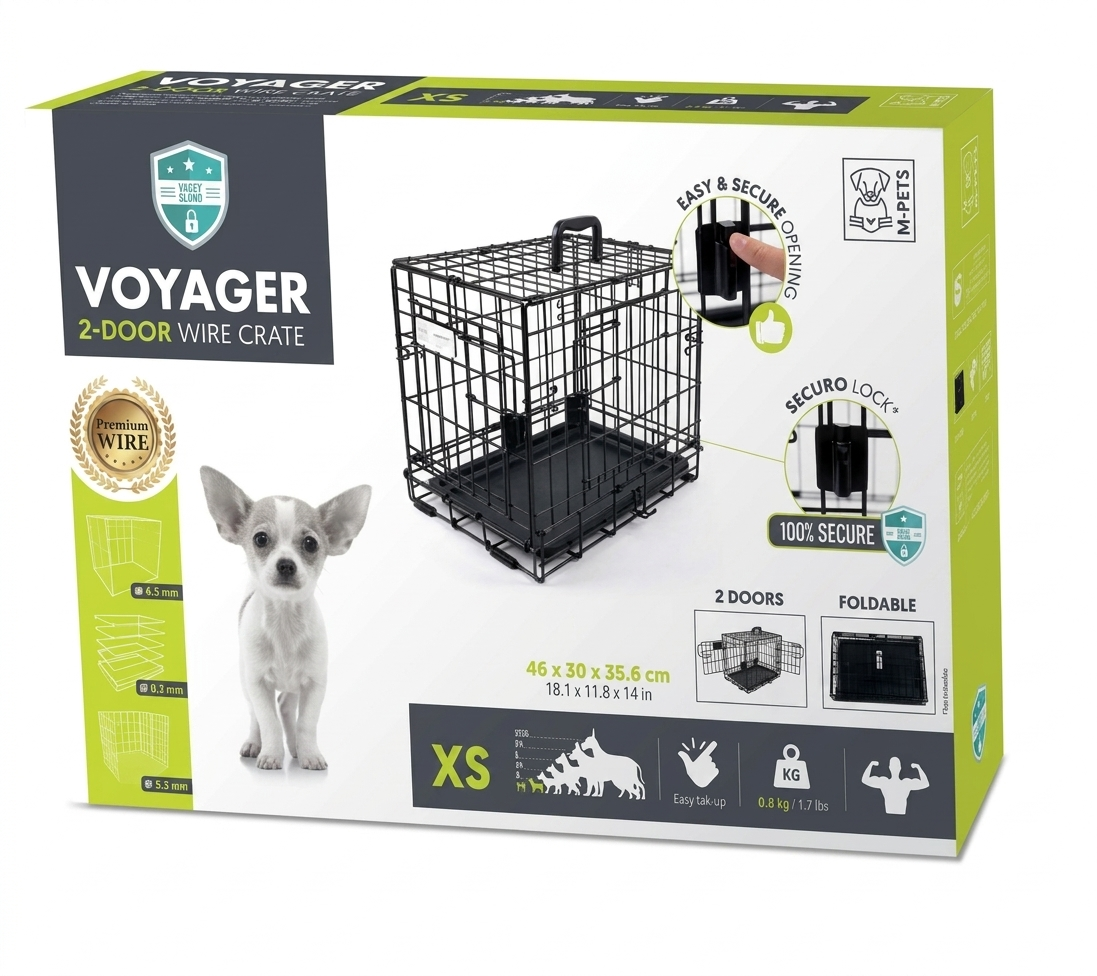 M-Pets Voyager Wire Crate 2 Doors - Black