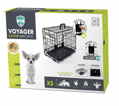 M-Pets Voyager Wire Crate 2 Doors - Black