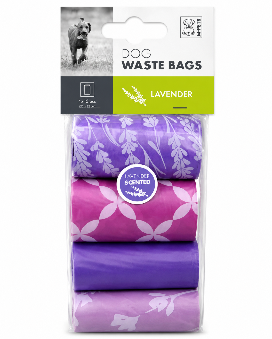 M-Pets Dog Waste Bags lavander - 4 rollos