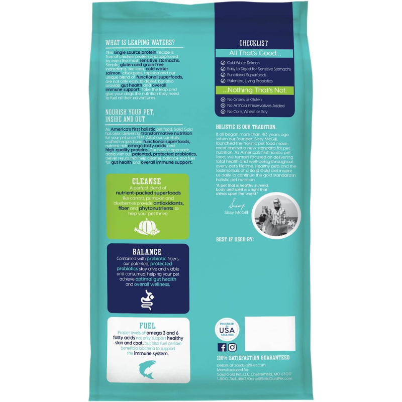 Concentrado Para Perro Solid Gold Leaping Waters Sensitive Stomach Salmon & Vegetable