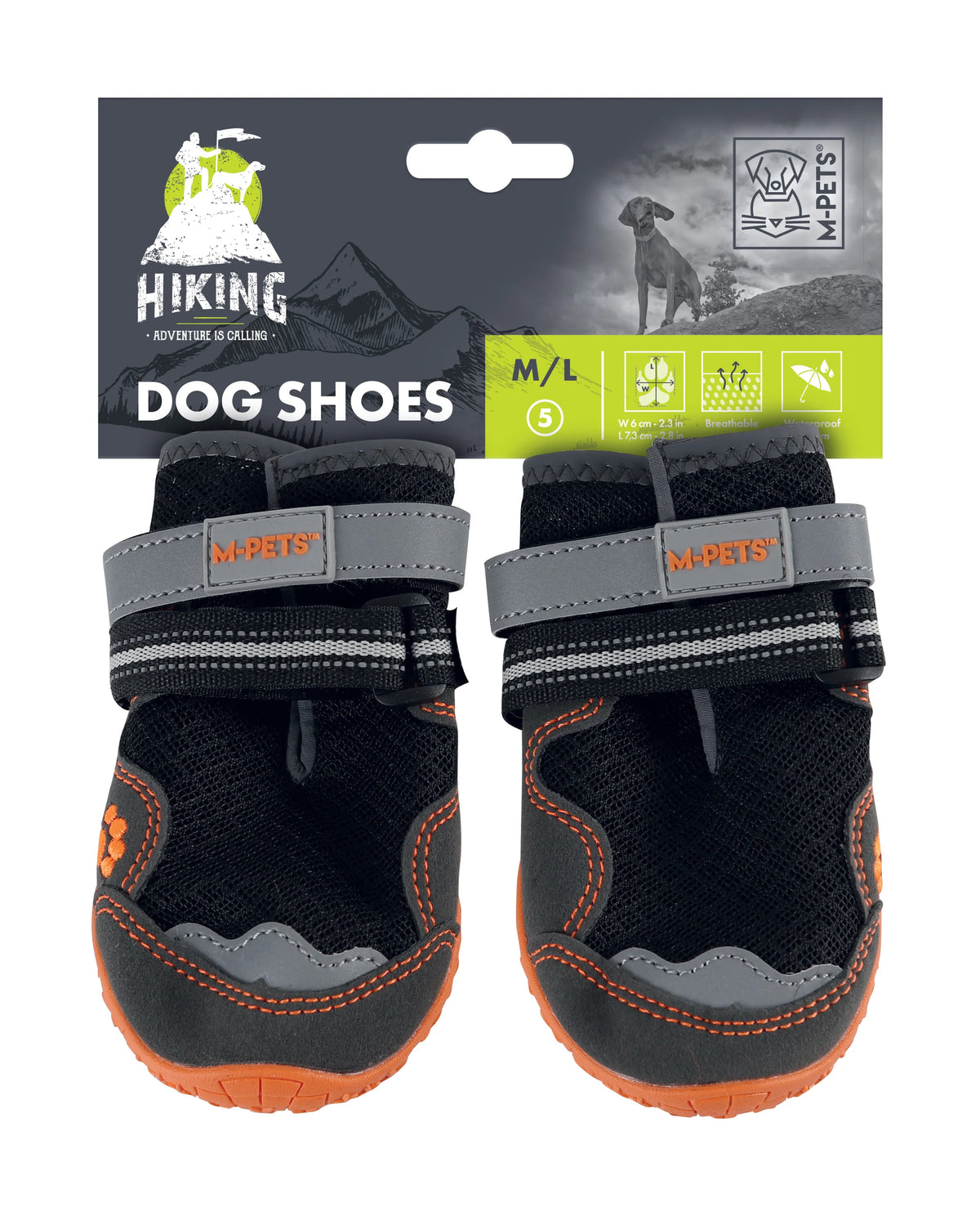 M-Pets Hiking Dog Shoes Black and Orange