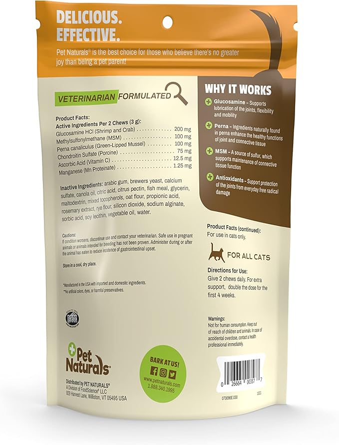 Treats Para Gato Pet Naturals Hip +Joint 45 gr