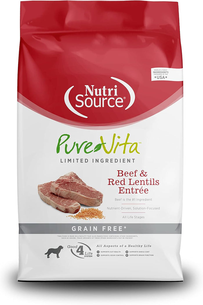 Concentrado para Perro NutriSource Pure Vita Grain Free Beef & Red Lentils