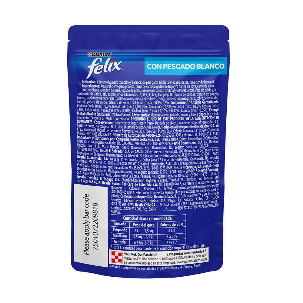 Alimento para Gato Félix Pouch Pescado Blanco en Salsa