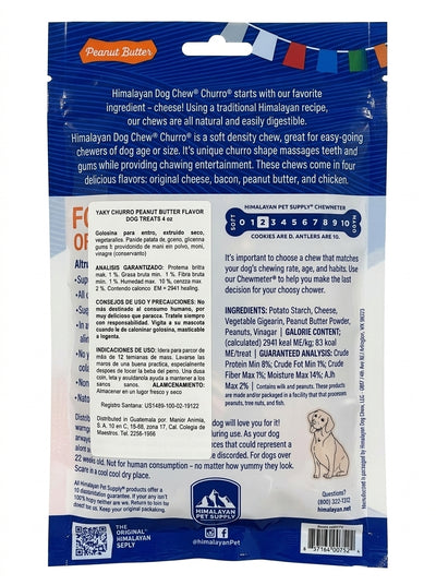 Treats para perro Himalayan Yaky Churro Mantequilla Maní 4 oz