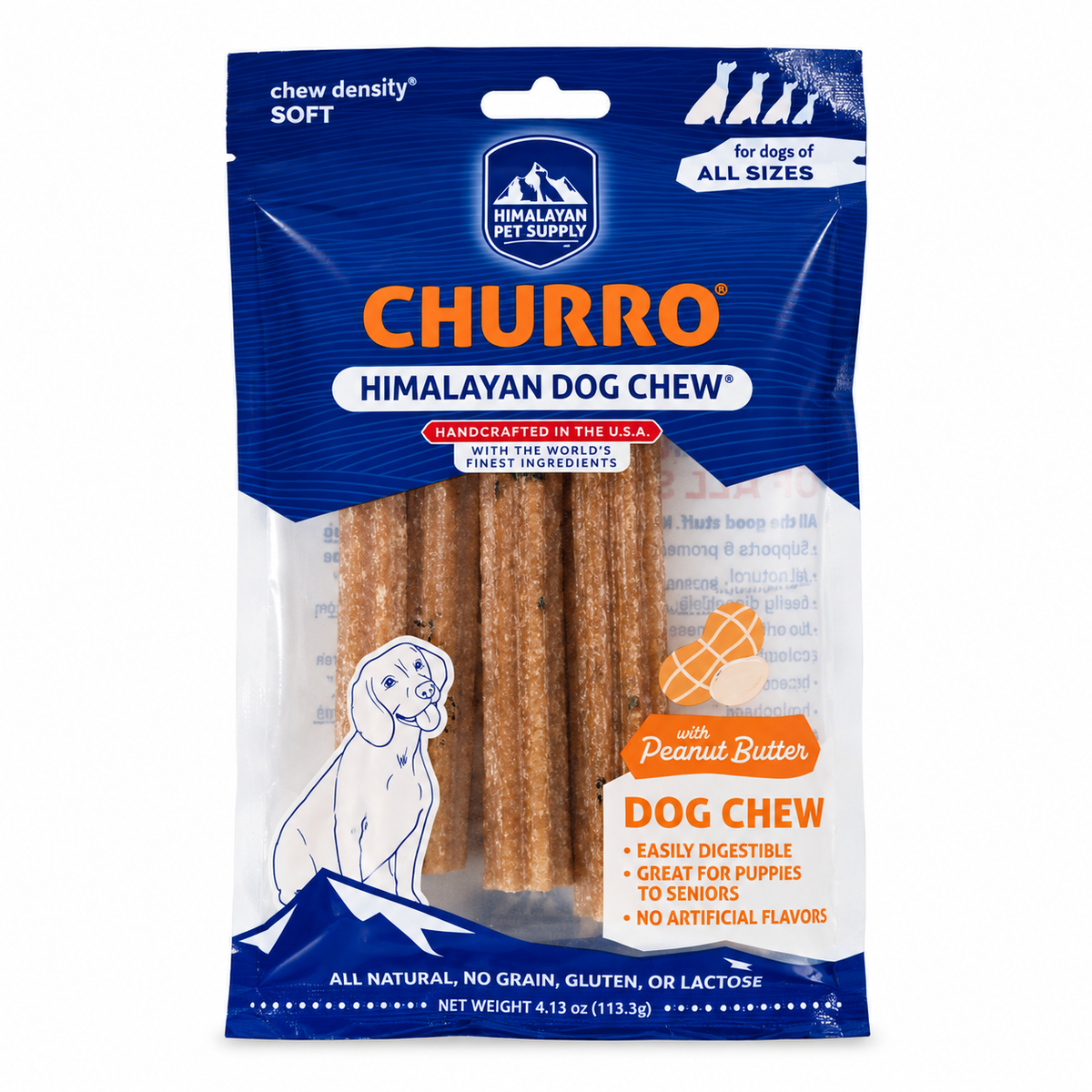 Treats para perro Himalayan Yaky Churro Mantequilla Maní 4 oz