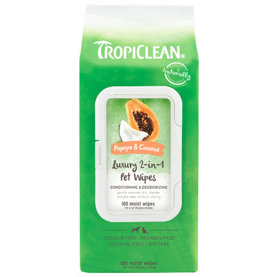 Toallitas Húmedas Para Perro TropiClean Luxury Papaya & Coconut