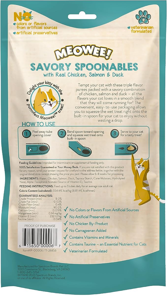 Treat Para Gato Meowee Creamy Chicken, Salmon & Duck 112 gr