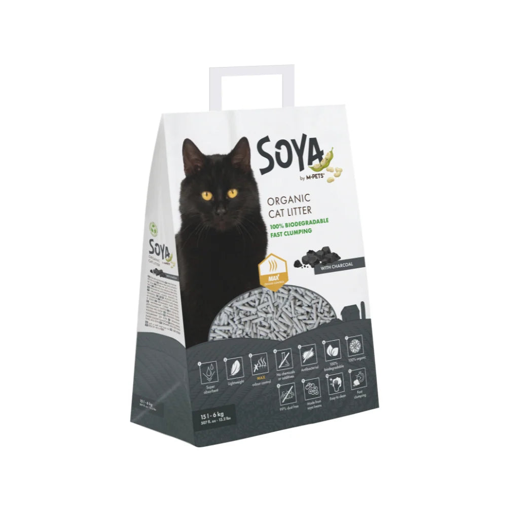 Arena Organica de Soya Para Gato M-Pets Charcoal