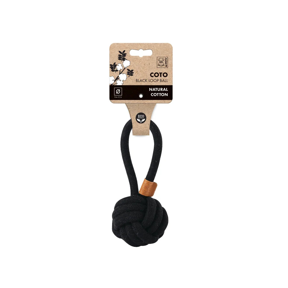 M-Pets juguete Coto para perro bola trenzada con correa negra