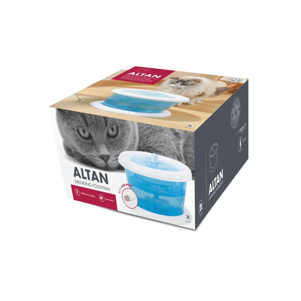 Fuente de beber alta para gato M-Pets blanco y azul
