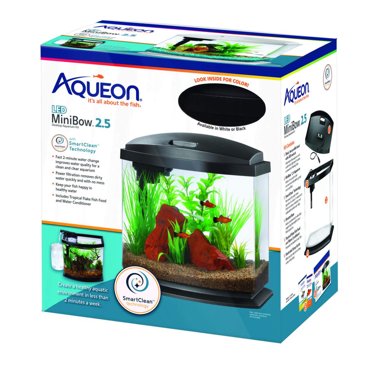 Kit para pecera Aqueon MiniBow LED SmartClean negra
