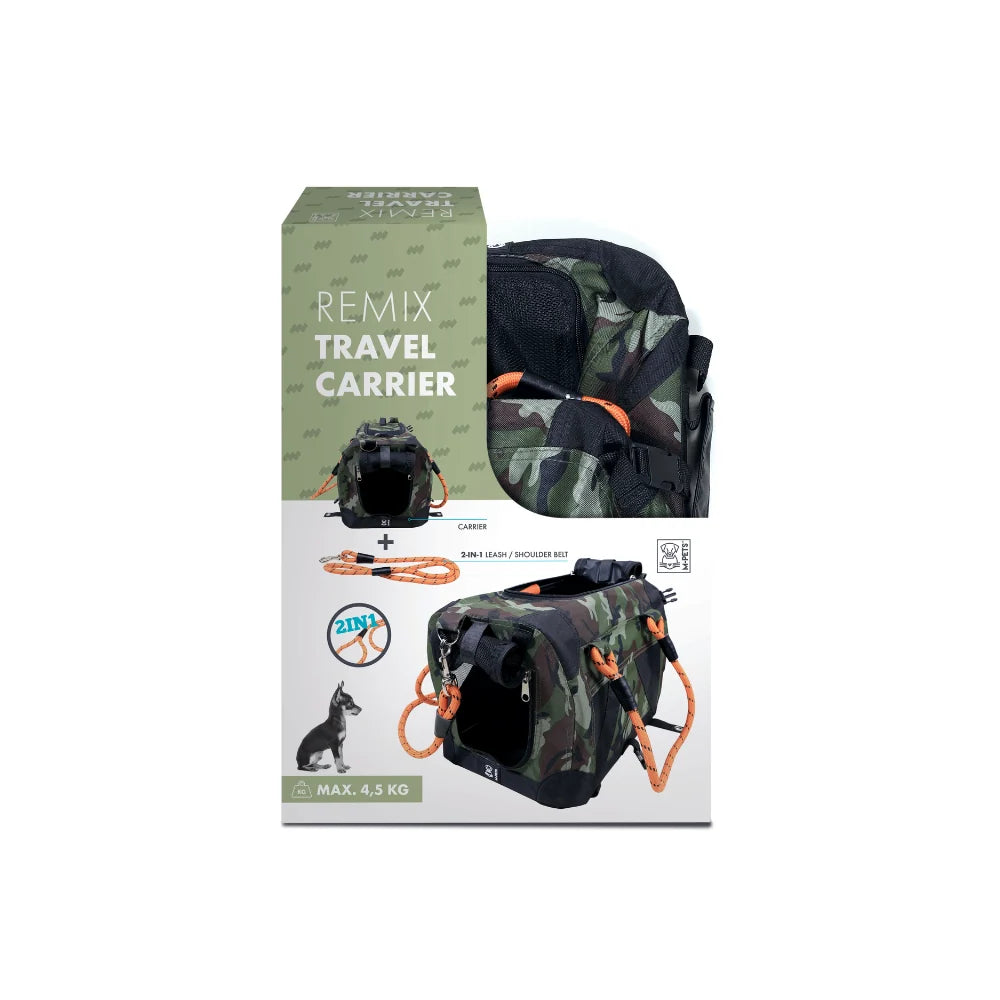 Transportadora para perro M-Pets Remix camuflaje y color naranja