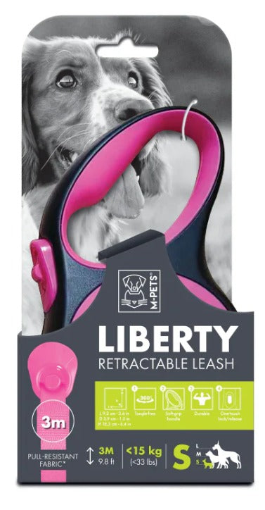 Correa retráctil para perro M-Pets Liberty rosado