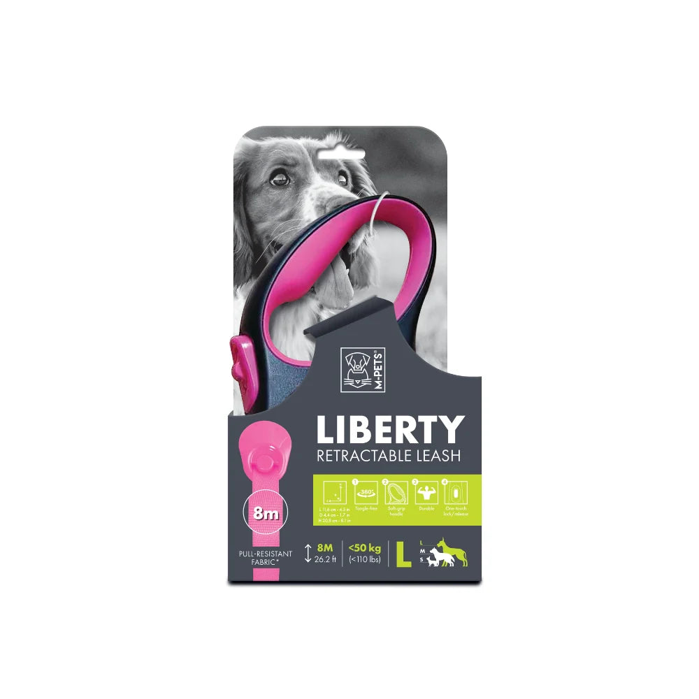 Correa retráctil para perro M-Pets Liberty rosado