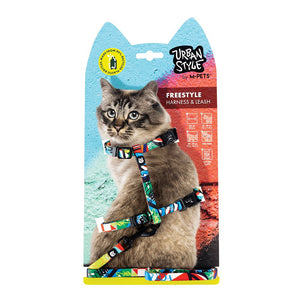 Arnes Para Gato M-Pets Urbanstyle Set con Correa Multicolor