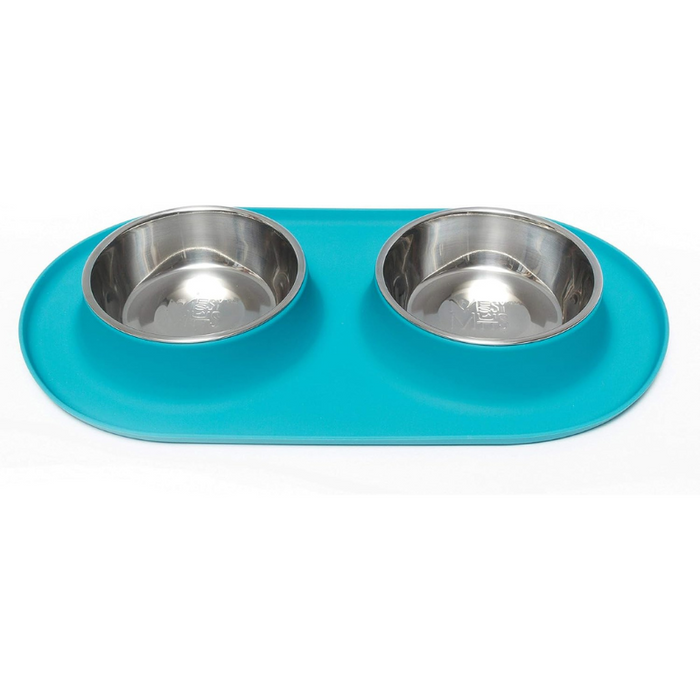 Platos Para Perrro Messy Mutts Double Silicone Feeder With Stainless Bowls Medium