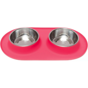 Platos Para Perrro Messy Mutts Double Silicone Feeder With Stainless Bowls Medium