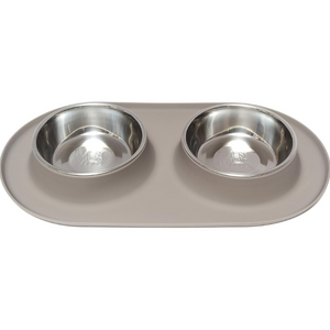 Platos Para Perrro Messy Mutts Double Silicone Feeder With Stainless Bowls Medium