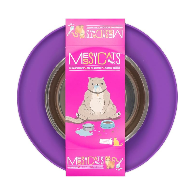 Plato Para Gato Messy Cats Single Silicone Feeder With Stainless
