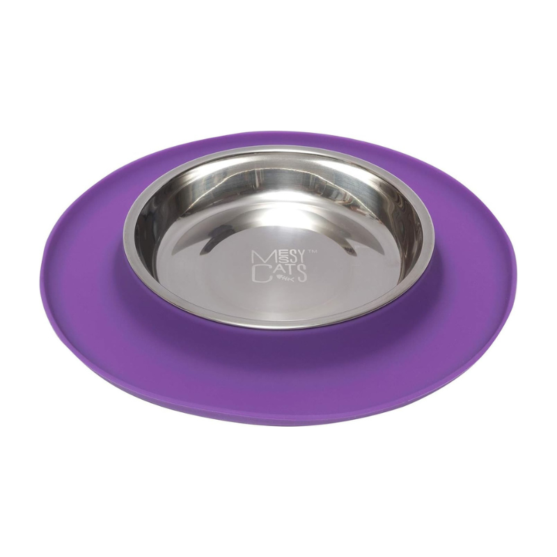 Plato Para Gato Messy Cats Single Silicone Feeder With Stainless