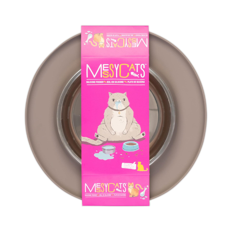 Plato Para Gato Messy Cats Single Silicone Feeder With Stainless