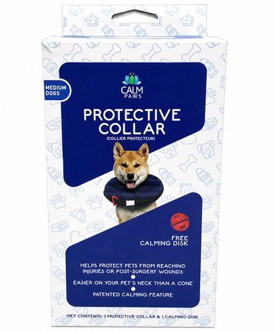 Collar protector para perro Calm Paws Soft con disco calmante color azul