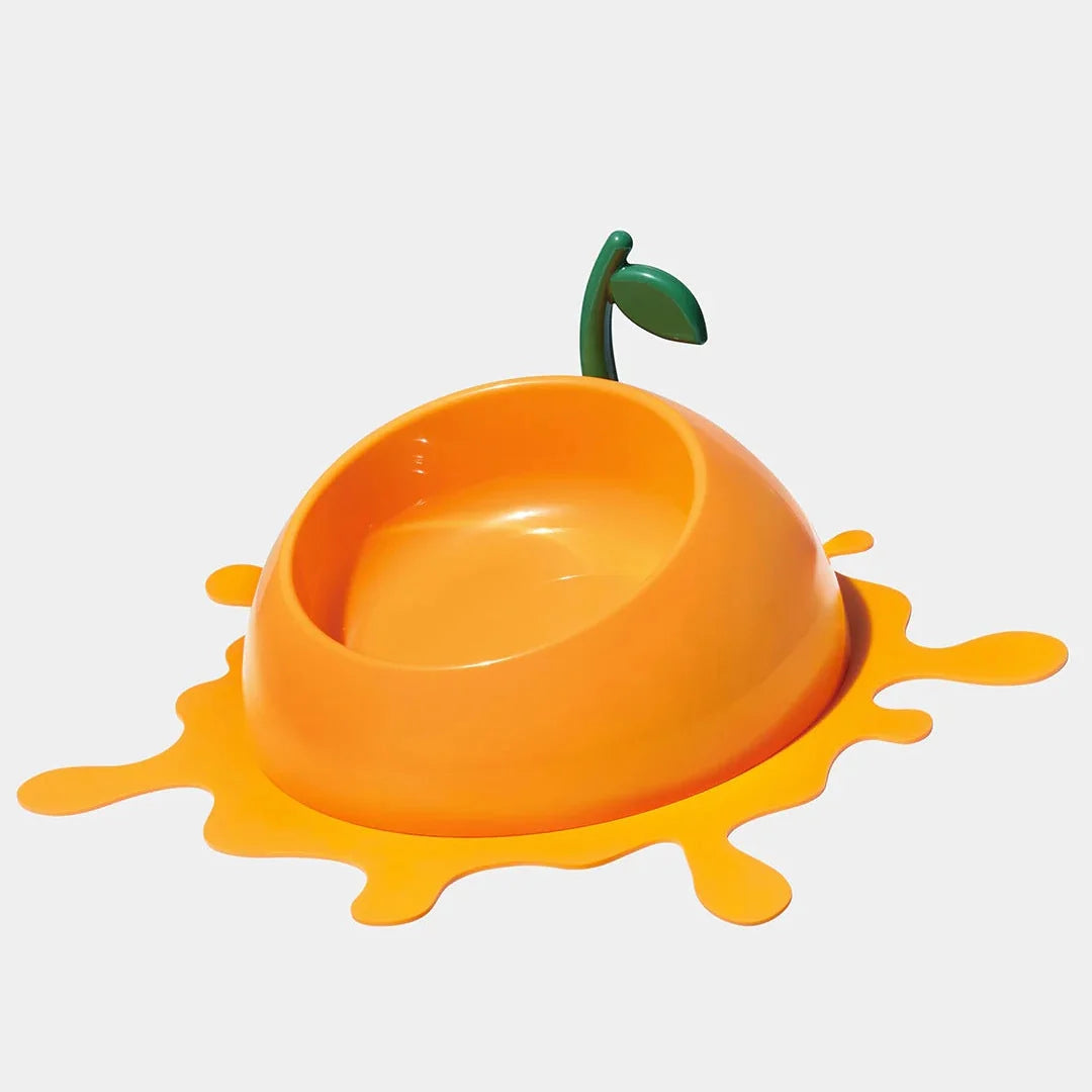 Set de plato y mat para gato Vetreska Juicy Tangerine Pet Bowl Spoon y Mat Set