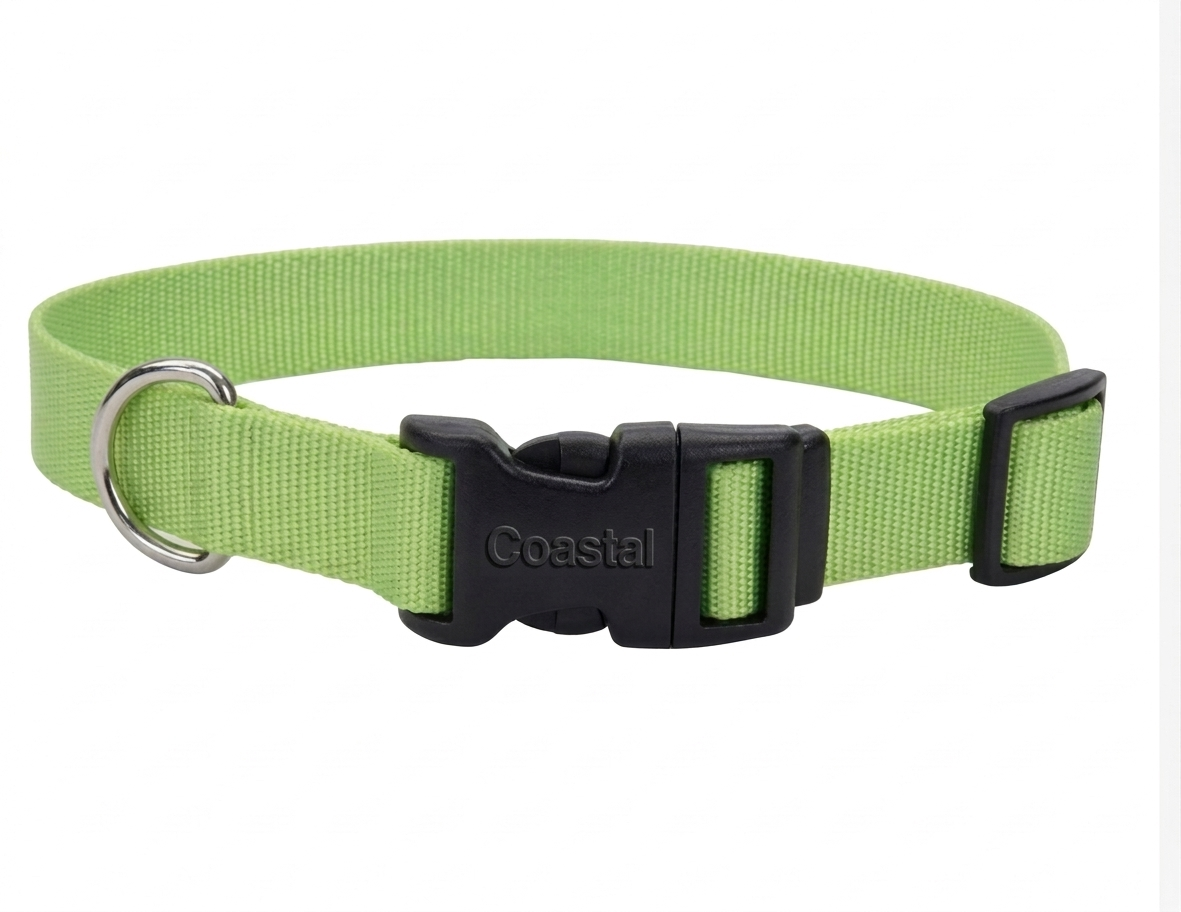 Collar para perro Coastal Nylon Adjustable Plastic Buckle verde limón