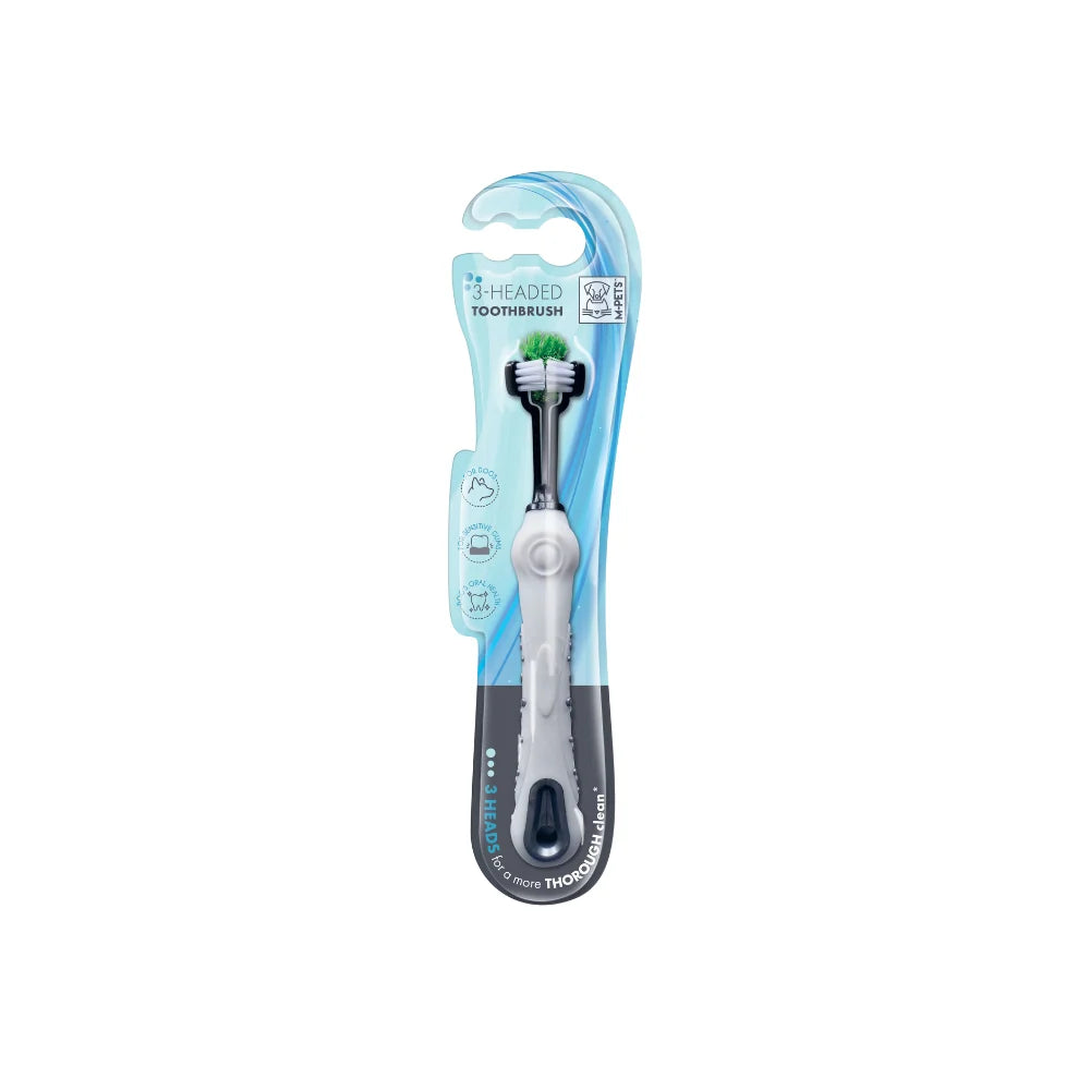 Cepillo de dientes para perro M-Pets cabeza triple negro y blanco