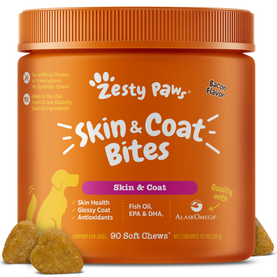 Suplemento Para Perro Zesty Paws Skin & Coat Bites Bacon
