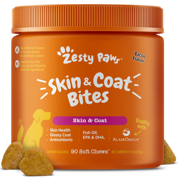 Suplemento Para Perro Zesty Paws Skin & Coat Bites Bacon