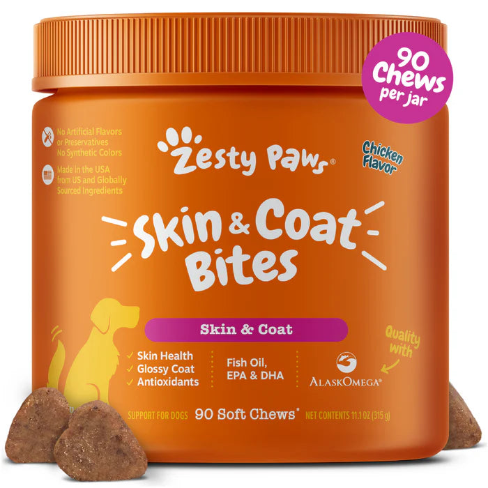 Suplemento Para Perro Zesty Paws Skin & Coat Bites Chicken