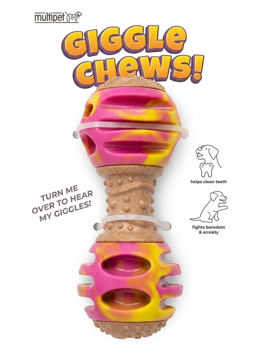 Juguete para perro Multipet Giggle Chew Chime Double Dumbbell