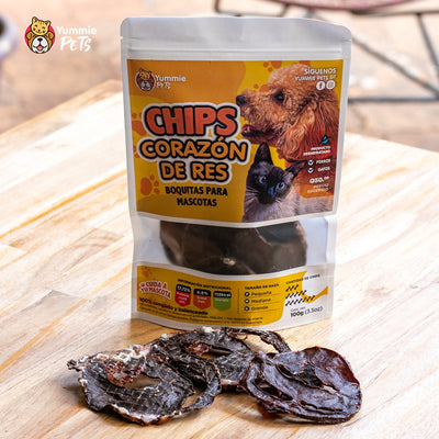 Premio Yummie Deshidratados Corazon de Res para Perro y Gato
